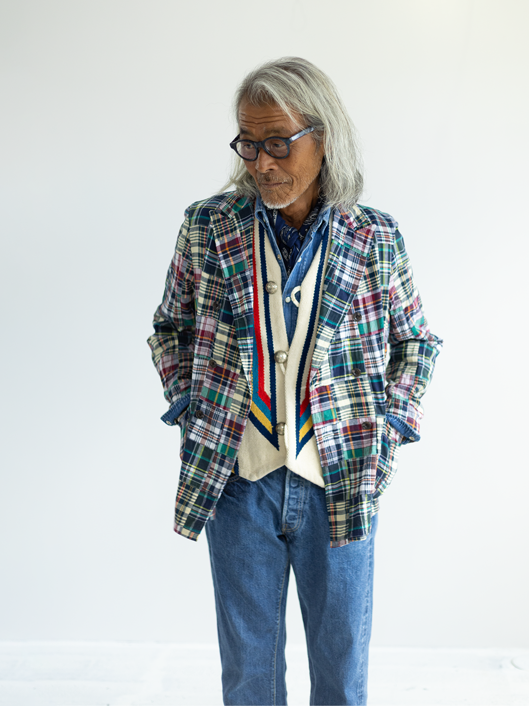 Comfortable Jacket Madras Patchwork
