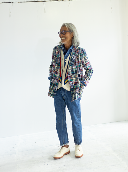 Comfortable Jacket Madras Patchwork