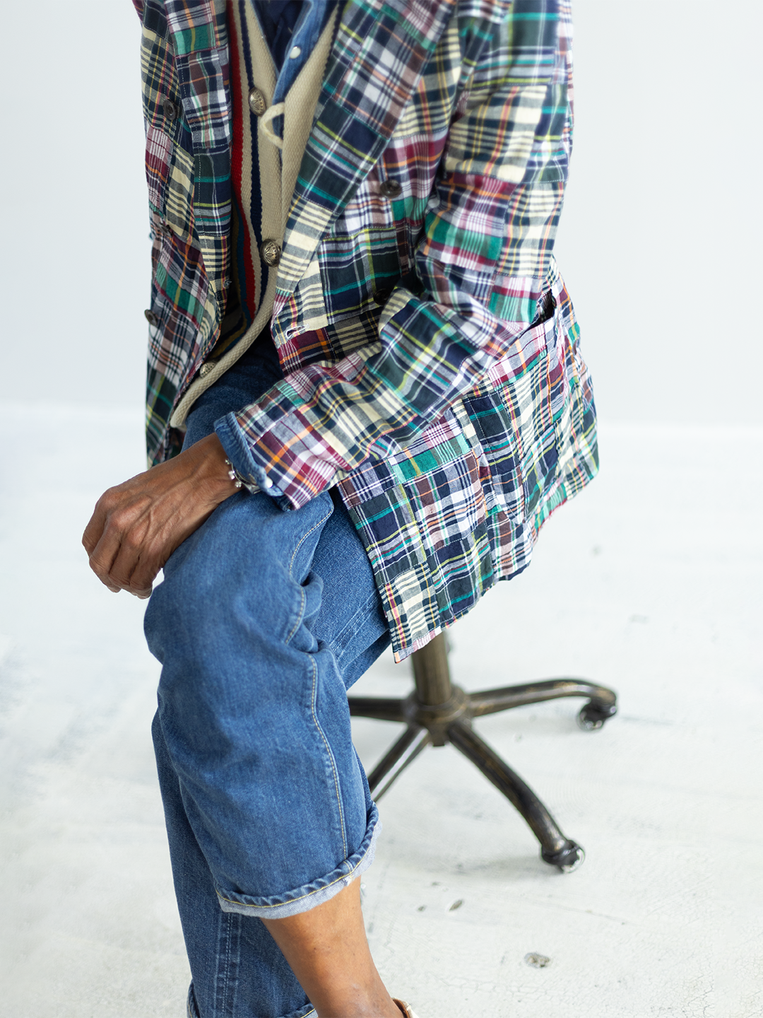 Comfortable Jacket Madras Patchwork