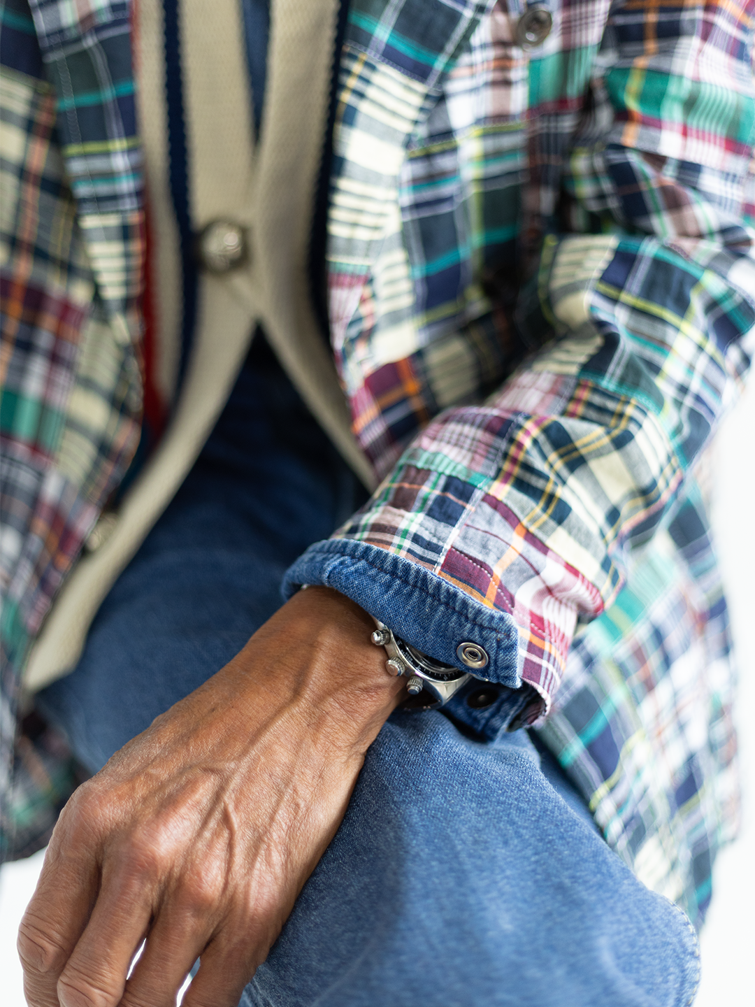 Comfortable Jacket Madras Patchwork